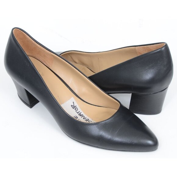 NATURALIZER Women's 9 WIDE Width Carmen Black Leather Pointy Toe Pumps - Picture 3 of 10